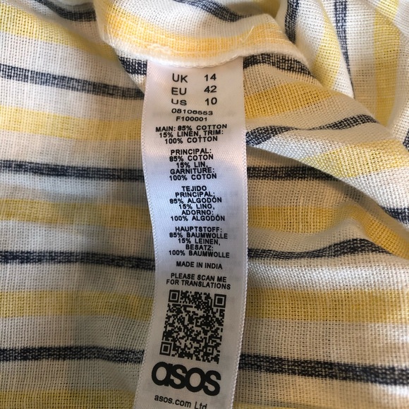 Asos yellow striped sweetheart belted top - Picture 6 of 8